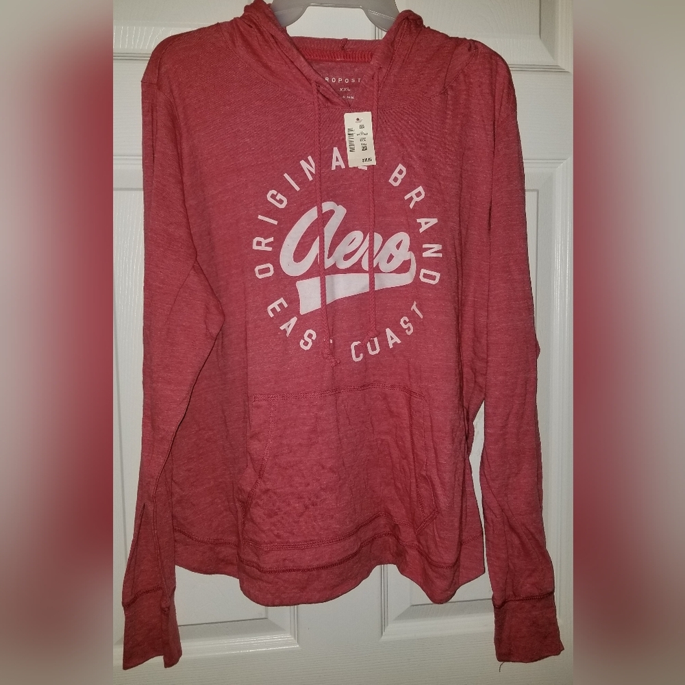  Aero Script Circle Lightweight Pullover Hoodie, MAGENTA